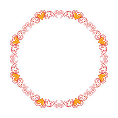 Hand drawn flat design hearts border and frame