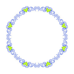 Hand drawn flat design hearts border and frame