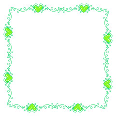 Hand drawn flat design hearts border and frame