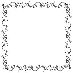 Hand drawn flat design hearts border and frame