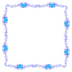 Hand drawn flat design hearts border and frame