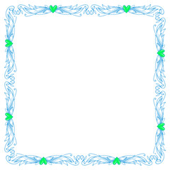 Hand drawn flat design hearts border and frame