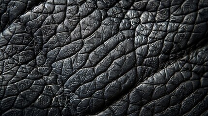 The leather surface has a bright black pebble pattern. Capture the luxurious feel and intricate details of natural pebble-pattern leather. Imitating genuine leather, stylish