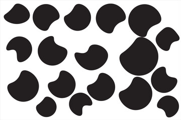 Random blob shapes. Organic blobs set. Rounded abstract organic shapes collection. Shapes of cube, pebble, inkblot, amoeba, drops and stone silhouettes. Doodle drops with outline circle. 