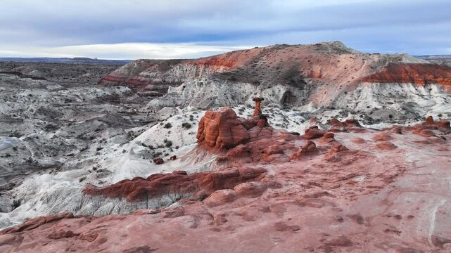Aerial View Of Toadstool Hoodoos In Utah, USA - Drone Orbit
