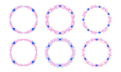 Hand drawn flat design hearts border and frame collection