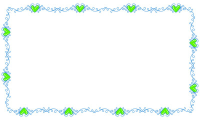 Hand drawn flat design hearts border and frame