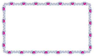 Hand drawn flat design hearts border and frame