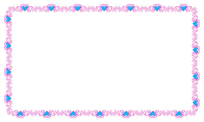 Hand drawn flat design hearts border and frame