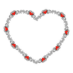 Naklejka premium Hand drawn flat design hearts border and frame