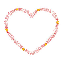 Hand drawn flat design hearts border and frame
