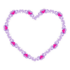 Hand drawn flat design hearts border and frame