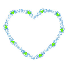 Hand drawn flat design hearts border and frame