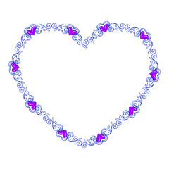Hand drawn flat design hearts border and frame