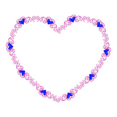 Hand drawn flat design hearts border and frame