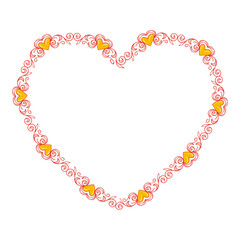 Hand drawn flat design hearts border and frame