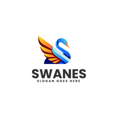 Vector Logo Illustration Swan Gradient Colorful Style