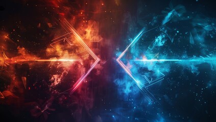 Two arrows point towards each other, creating an electric and vibrant visual effect