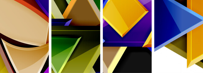 Triangle composition poster background set for wallpaper, business card, cover, poster, banner, brochure, header, website