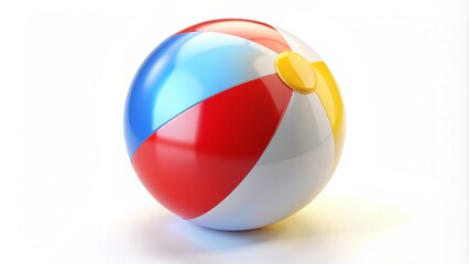 A Vibrant, Multi-Colored Beach Ball, Rendered In 3D, Sits Isolated Against A Clean, White Background.