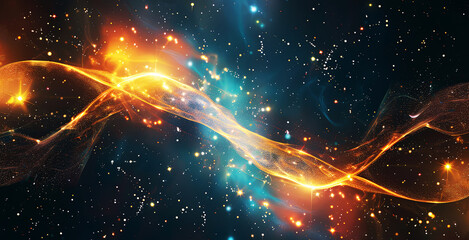 Obraz premium Night sky with stars shining background. Abstract magic banner with lines