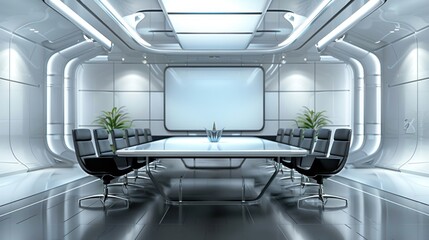 A modern meeting room equipped with the digital technology for business presentations. generative AI