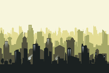 Naklejka premium The environmental cityscape silhouette background. Vector illustration banner template