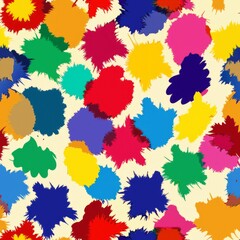 Seamless pattern of colorful paint smears and ink blotches layered with paper textures, Generative AI