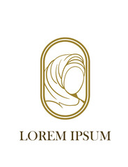 hijab is mean women scarf musl;imah fashion logo icon, vector
