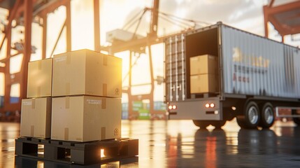 Obraz premium Truck transporting a European pallet load