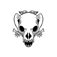 black and white elements of a ferret skull PNG