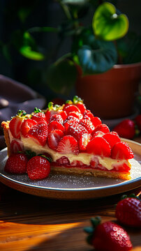 Strawberry tart by stefania kozlovska for stocksy united.