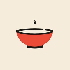 A bowl of soup with steam rising from it, logo.