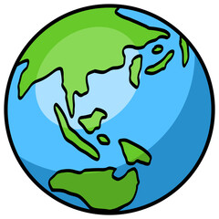 Globe Earth World Map Doodle Illustration