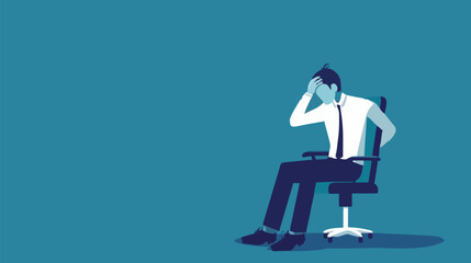 Regret on business mistake, frustration or depressed, stupidity or foolish losing all money, stressed and anxiety on failure concept, frustrated businessman holding his head sitting alone on the chair
