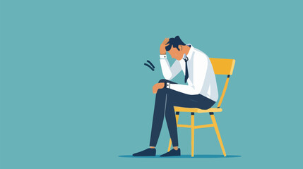 Regret on business mistake, frustration or depressed, stupidity or foolish losing all money, stressed and anxiety on failure concept, frustrated businessman holding his head sitting alone on the chair