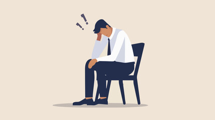 Regret on business mistake, frustration or depressed, stupidity or foolish losing all money, stressed and anxiety on failure concept, frustrated businessman holding his head sitting alone on the chair