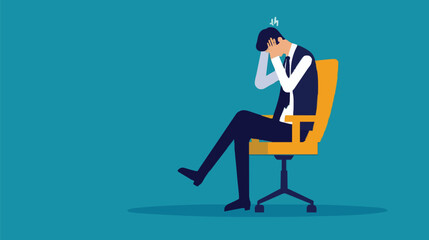 Regret on business mistake, frustration or depressed, stupidity or foolish losing all money, stressed and anxiety on failure concept, frustrated businessman holding his head sitting alone on the chair