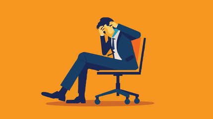 Regret on business mistake, frustration or depressed, stupidity or foolish losing all money, stressed and anxiety on failure concept, frustrated businessman holding his head sitting alone on the chair