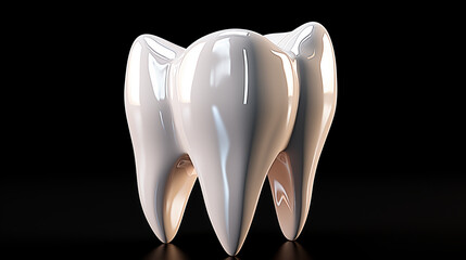 A 3D tooth model on a black background
