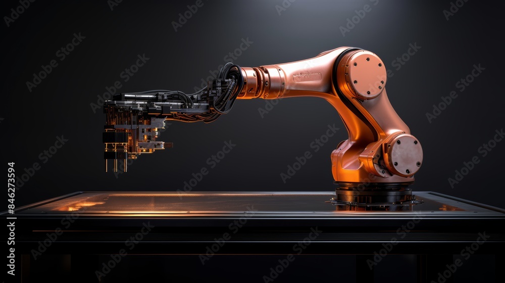 Poster a robotic arm gently assembling a delicate object, highlighting the precision and dexterity of engin