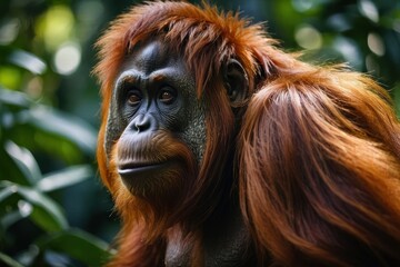Serene Orangutan in Lush Greenery