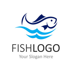abstract vector logo of fish on water