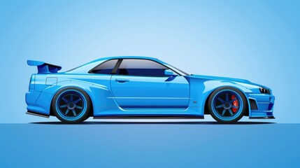 Fototapeta premium A blue car with a blue stripe on the side