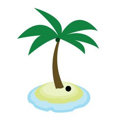 tropical island with palm tree, beach, palm tree background