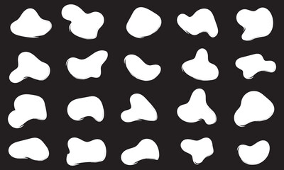 Charcoal sketch frame, organic shapes, paint brush banner, chalk grunge texture, smudge white border different shape . Coal style . isolated on black background . vector illustration. EPS 10/AI