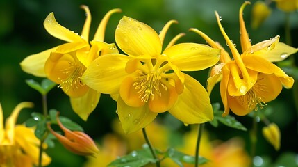 Yellow aquilegia chrysantha the golden columbine in flower