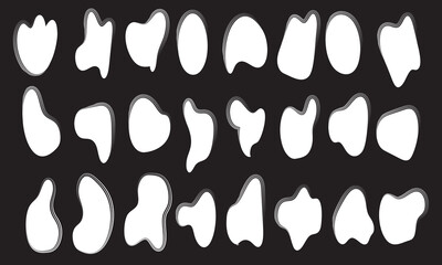 Charcoal sketch frame, organic shapes, paint brush banner, chalk grunge texture, smudge white border different shape . Coal style . isolated on black background . vector illustration. EPS 10/AI