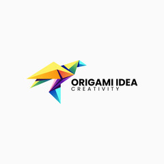 Vector Logo Illustration Origami Gradient Colorful Style