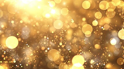 Golden bokeh sparkle glitter lights for festive backgrounds - Abstract circular defocused shimmer for magical Christmas and elegant celebrations